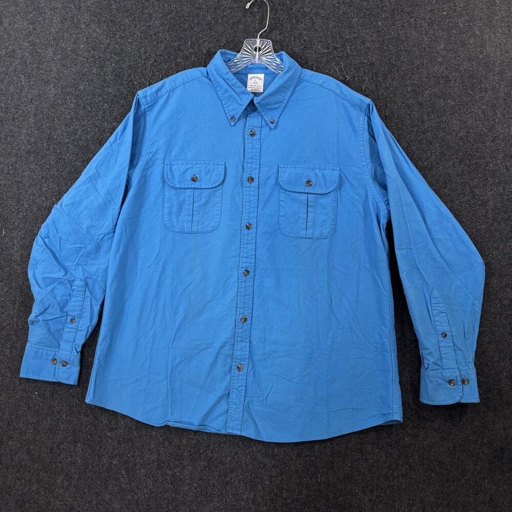 Brooks Brothers Regent Fit Flannel Shirt Men's XL Blue Cotton Dual Pockets